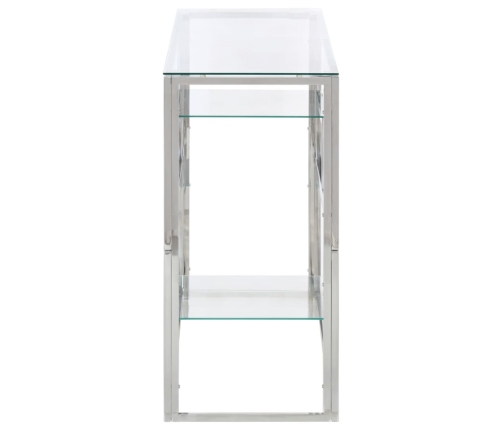 Mesa consola acero inoxidable plateado y vidrio templado