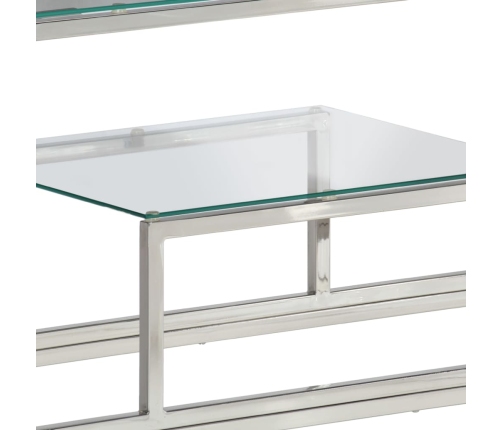 Mesa consola acero inoxidable plateado y vidrio templado