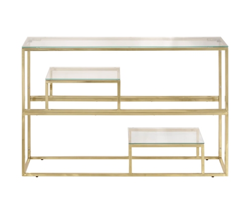 Mesa consola acero inoxidable dorado y vidrio templado