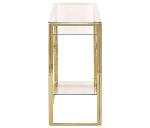 Mesa consola acero inoxidable dorado y vidrio templado