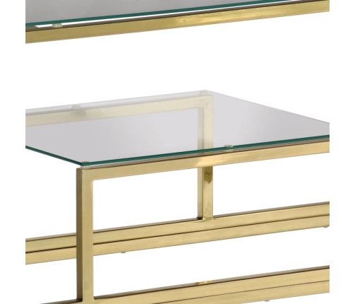 Mesa consola acero inoxidable dorado y vidrio templado