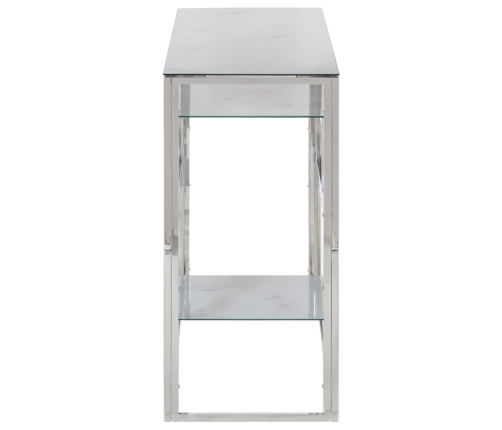 Mesa consola acero inoxidable plateado y vidrio templado