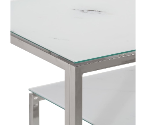 Mesa consola acero inoxidable plateado y vidrio templado
