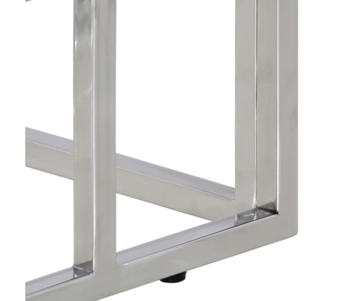 Mesa consola acero inoxidable plateado y vidrio templado