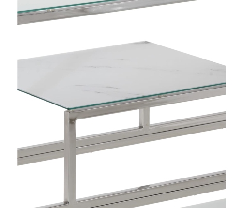 Mesa consola acero inoxidable plateado y vidrio templado