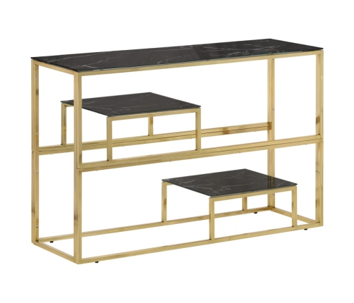 Mesa consola acero inoxidable dorado y vidrio templado