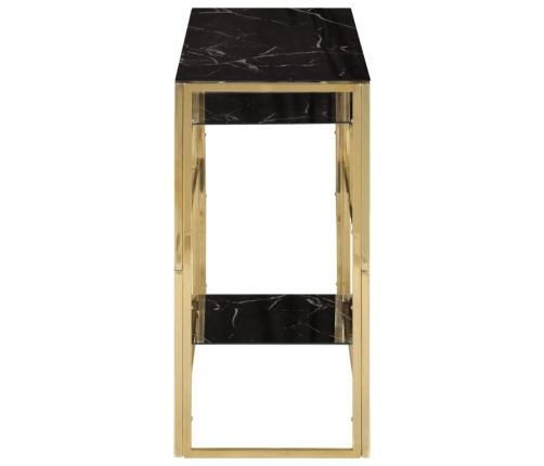 Mesa consola acero inoxidable dorado y vidrio templado