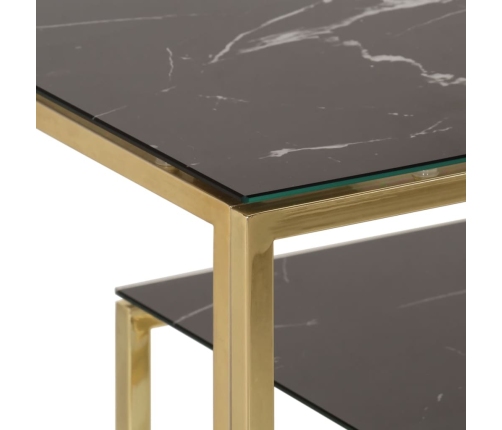 Mesa consola acero inoxidable dorado y vidrio templado