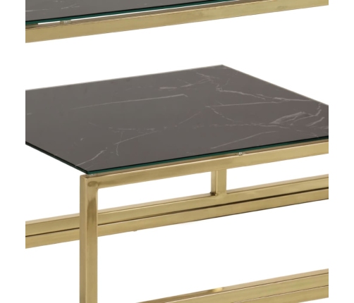 Mesa consola acero inoxidable dorado y vidrio templado