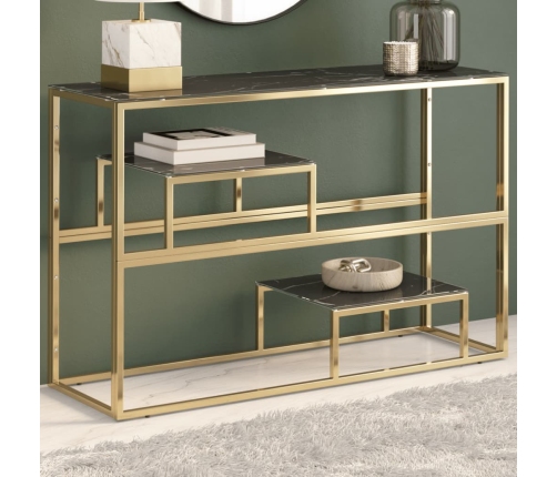 Mesa consola acero inoxidable dorado y vidrio templado