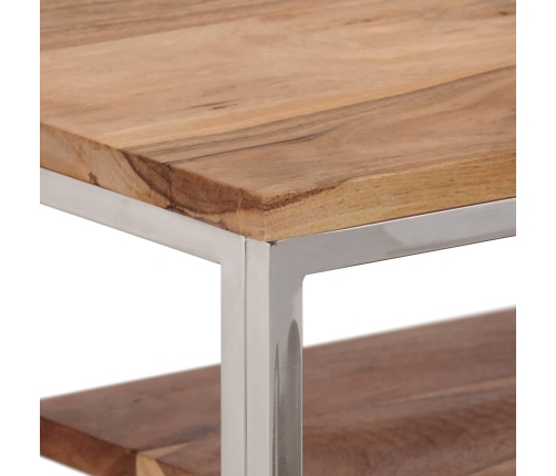 Mesa consola acero inoxidable plateado y madera maciza acacia