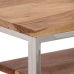 Mesa consola acero inoxidable plateado y madera maciza acacia