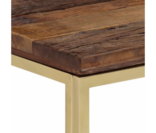 Mesa consola acero inoxidable madera maciza traviesa dorado