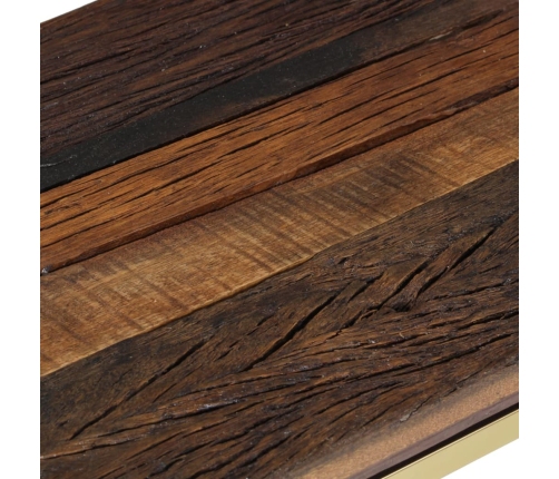 Mesa consola acero inoxidable madera maciza traviesa dorado