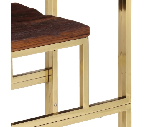Mesa consola acero inoxidable madera maciza traviesa dorado