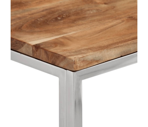 Mesa consola acero inoxidable y madera maciza acacia plateada