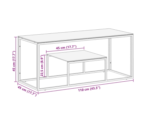 Mesa de centro dorada acero inoxidable y vidrio templado