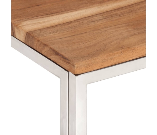 Mesa de centro acero inoxidable y madera maciza acacia plateado