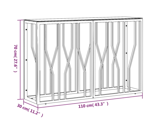 Mesa consola acero inoxidable y vidrio 110x30x70 cm