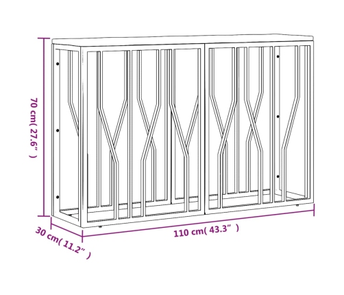 vidaXL Mesa consola acero inoxidable y madera maciza reciclada