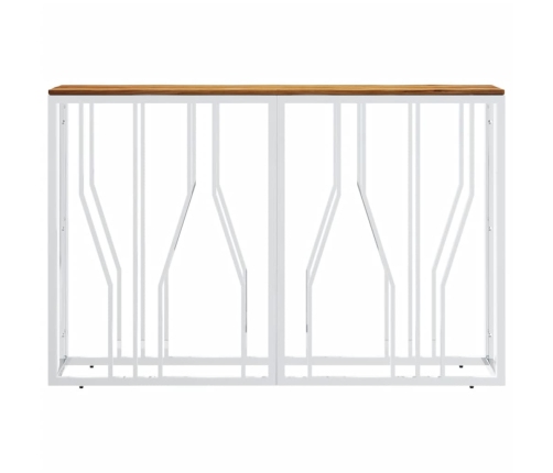 Mesa consola acero inoxidable y madera maciza acacia plateada