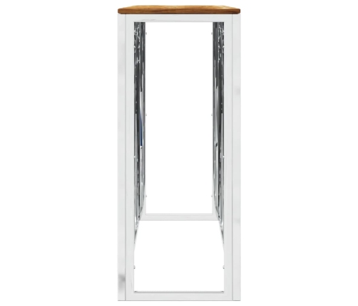 Mesa consola acero inoxidable y madera maciza acacia plateada