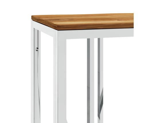 Mesa consola acero inoxidable y madera maciza acacia plateada