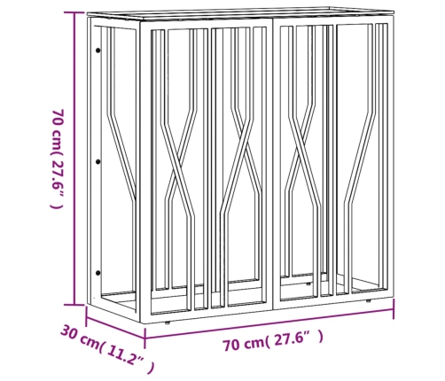 Mesa consola acero inoxidable y vidrio 70x30x70 cm