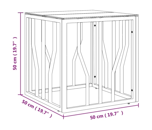 Mesa de centro de acero inoxidable y vidrio dorada 50x50x50 cm