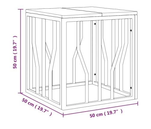 Mesa de centro acero inoxidable madera maciza reciclada dorada