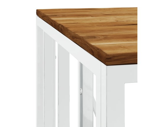 Mesa de centro acero inoxidable y madera maciza acacia plateada