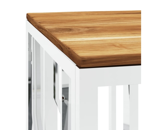 Mesa de centro acero inoxidable y madera maciza acacia plateada