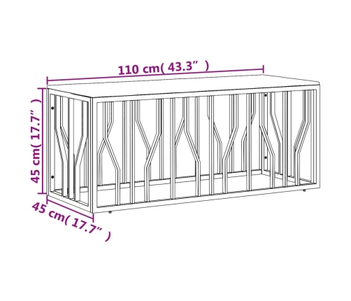 vidaXL Mesa de centro acero inoxidable y madera maciza acacia plateada