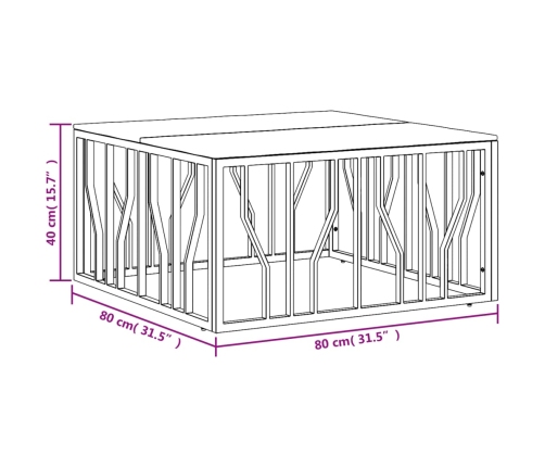 vidaXL Mesa de centro acero inoxidable madera maciza reciclada dorada