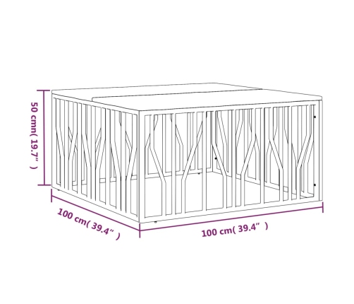 Mesa de centro acero inoxidable madera maciza reciclada dorado