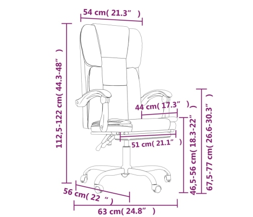 Silla de oficina reclinable de tela gris claro