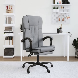 Silla de oficina reclinable de tela gris claro