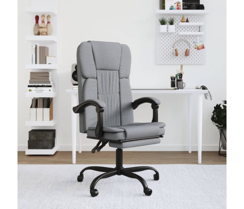 Silla de oficina reclinable de tela gris claro