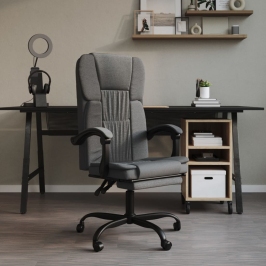 Silla de oficina reclinable de tela gris oscuro