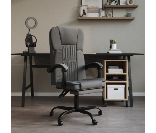 Silla de oficina reclinable de tela gris oscuro