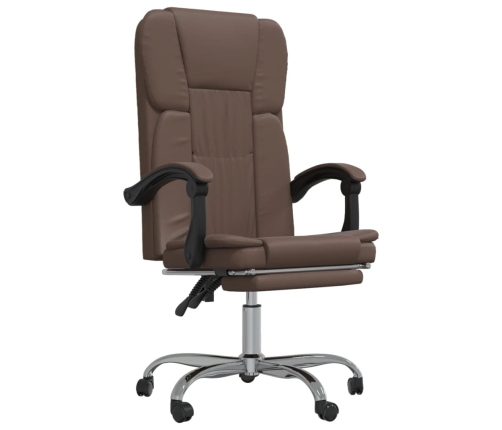 Silla de oficina reclinable cuero sintético marrón