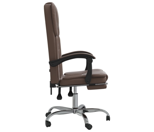 Silla de oficina reclinable cuero sintético marrón