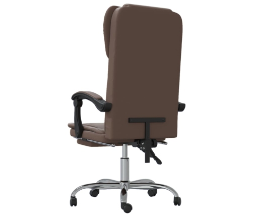 Silla de oficina reclinable cuero sintético marrón