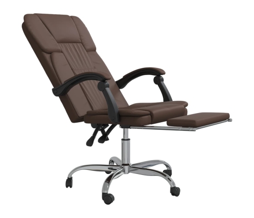 Silla de oficina reclinable cuero sintético marrón