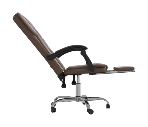 Silla de oficina reclinable cuero sintético marrón