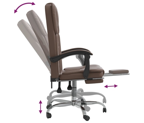 Silla de oficina reclinable cuero sintético marrón