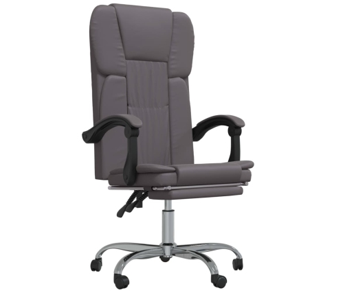 Silla de oficina reclinable cuero sintético gris