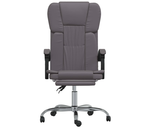 Silla de oficina reclinable cuero sintético gris