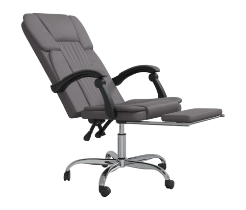 Silla de oficina reclinable cuero sintético gris