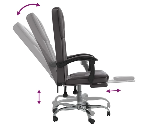 Silla de oficina reclinable cuero sintético gris